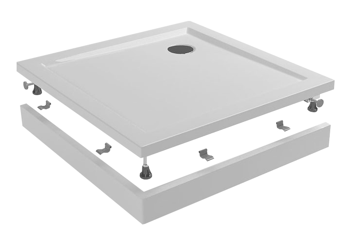 Productfoto Voorzetpaneel met poten voor douchebak 90 x 90 x 4 cm glans wit 213521