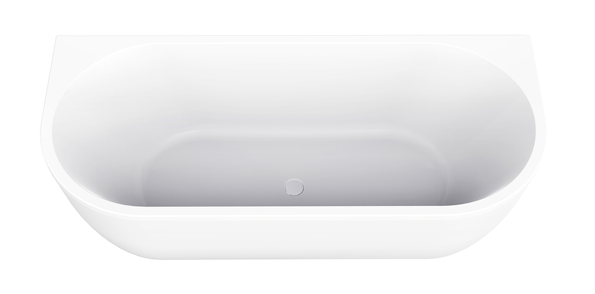 Productfoto Liora half vrijstaand ligbad 180 x 80 cm acryl glans wit met waste glans wit 213671