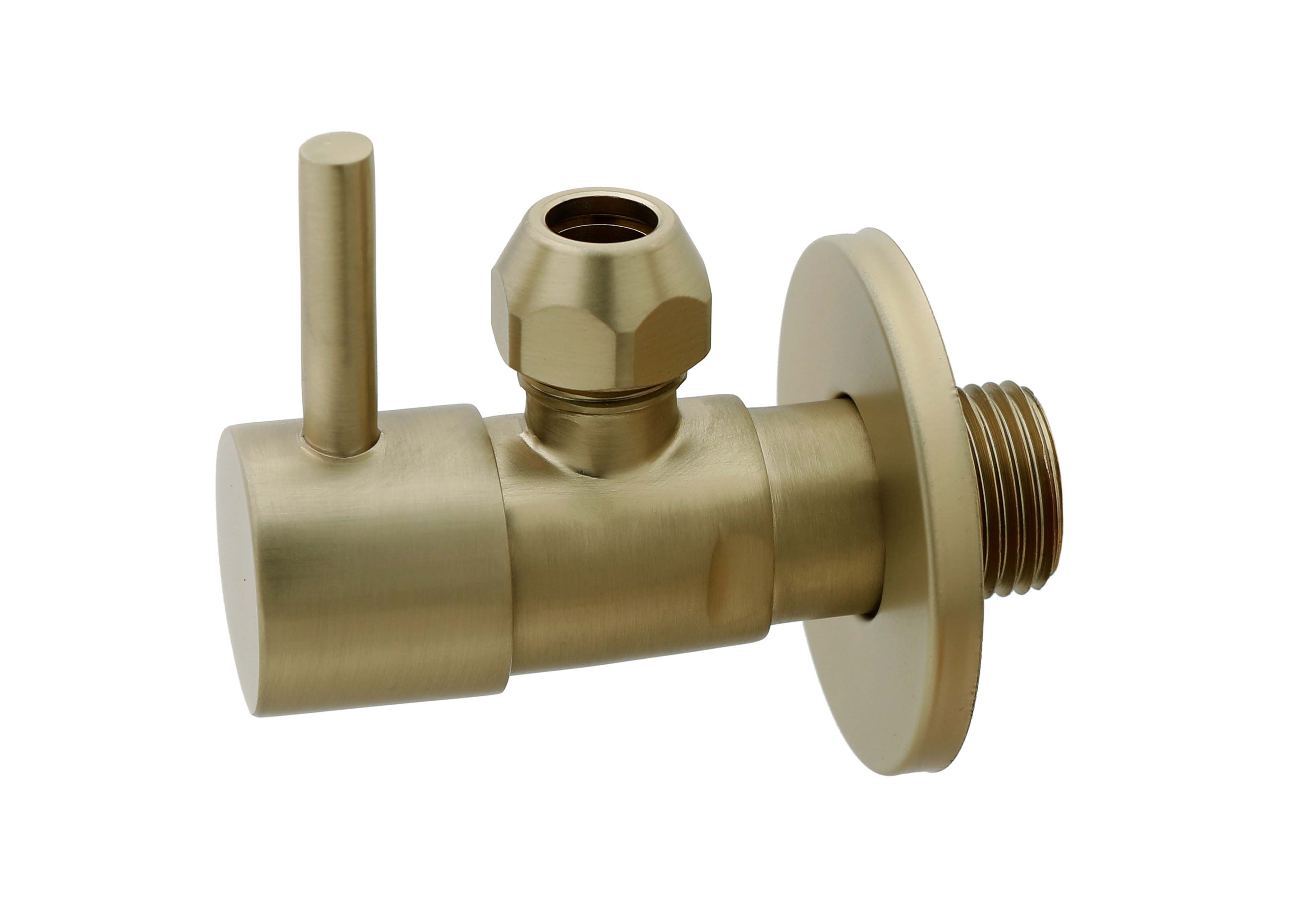 Productfoto Minimal hoekstopkraan 1/2" x 3/8" of knel 10 mm geborsteld messing PVD 223619