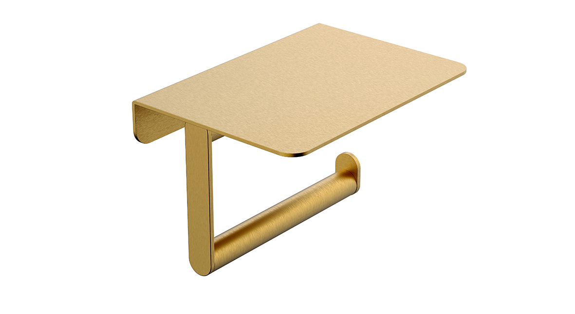 Productfoto Alonzo toiletrolhouder met planchet geborsteld messing PVD 287063