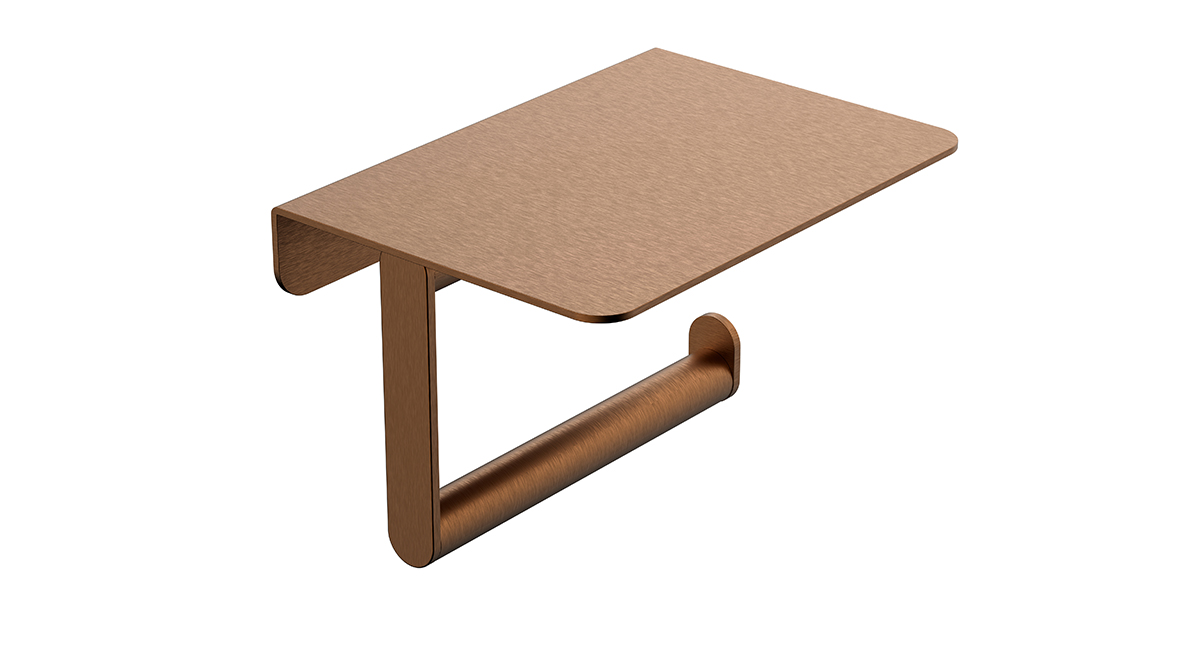 Productfoto Alonzo toiletrolhouder met planchet geborsteld brons koper PVD 287065