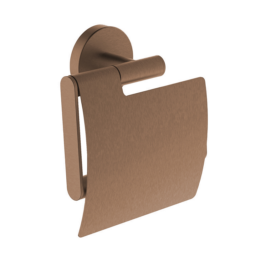 Productfoto Alonzo toiletrolhouder met klep geborsteld brons koper PVD 288035