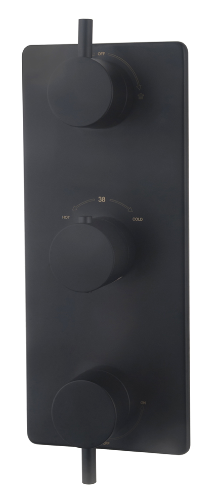Productfoto Caral afbouwdeel inbouwthermostaat 3 weg mat zwart 291511