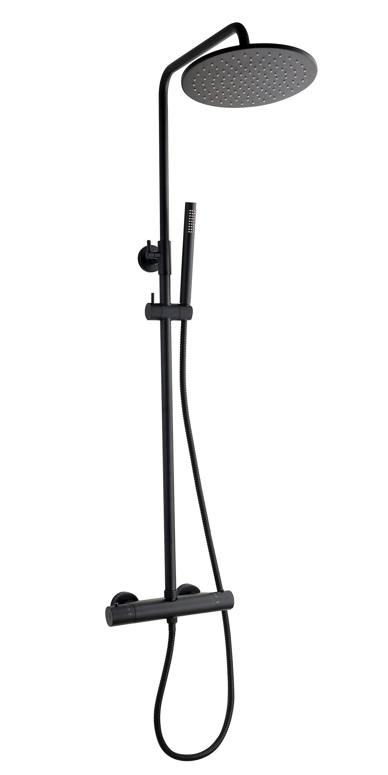 Productfoto Caral thermostatische regendoucheset opbouw mat zwart 292956