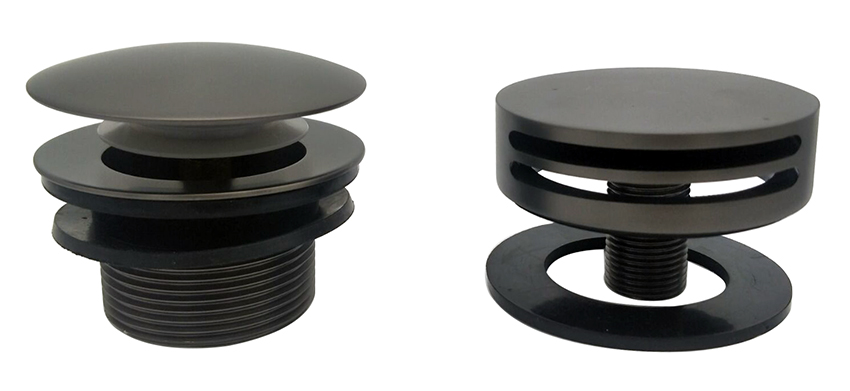 Productfoto Caral afbouwdeel rond badafvoer met overloop en vulfunctie gunmetal 292981