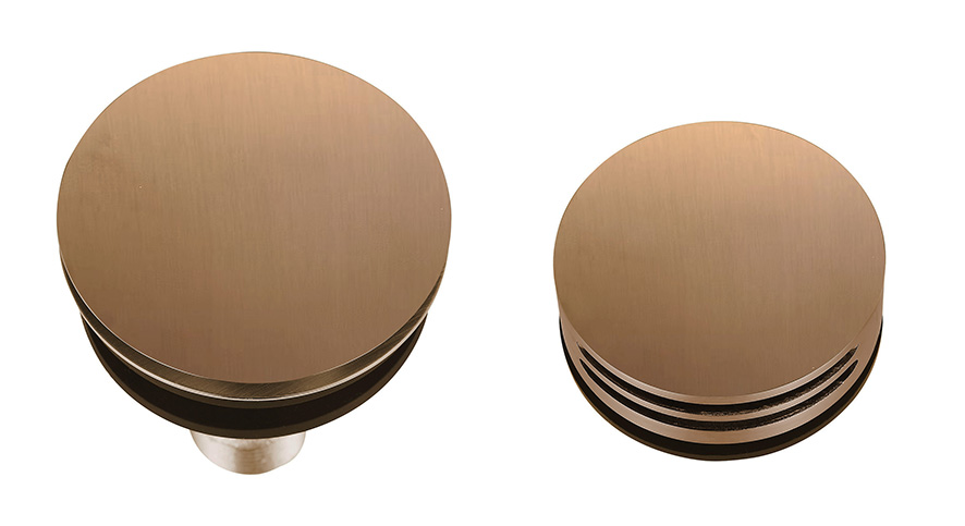Productfoto Caral afbouwdeel rond badafvoer met overloop en vulfunctie geborsteld brons koper PVD 292983