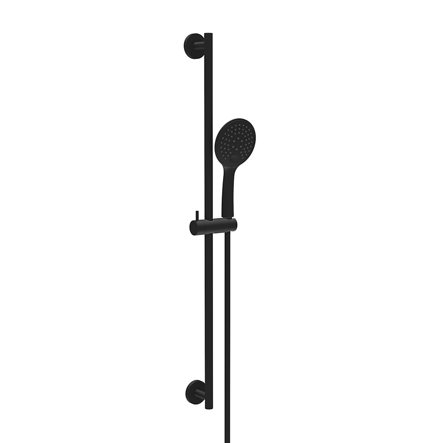 Productfoto UniMatch glijstangset compleet met handdouche 3 standen Ø 12 cm mat zwart 293884