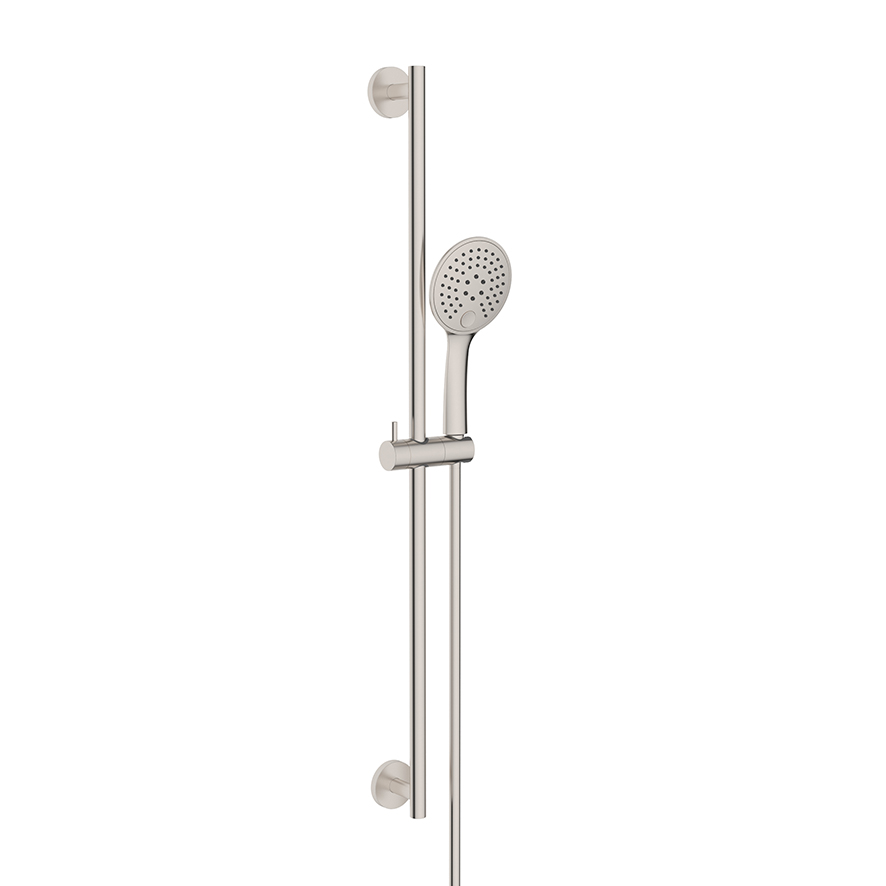 Productfoto UniMatch glijstangset compleet met handdouche 3 standen Ø 12 cm geborsteld staal 293885