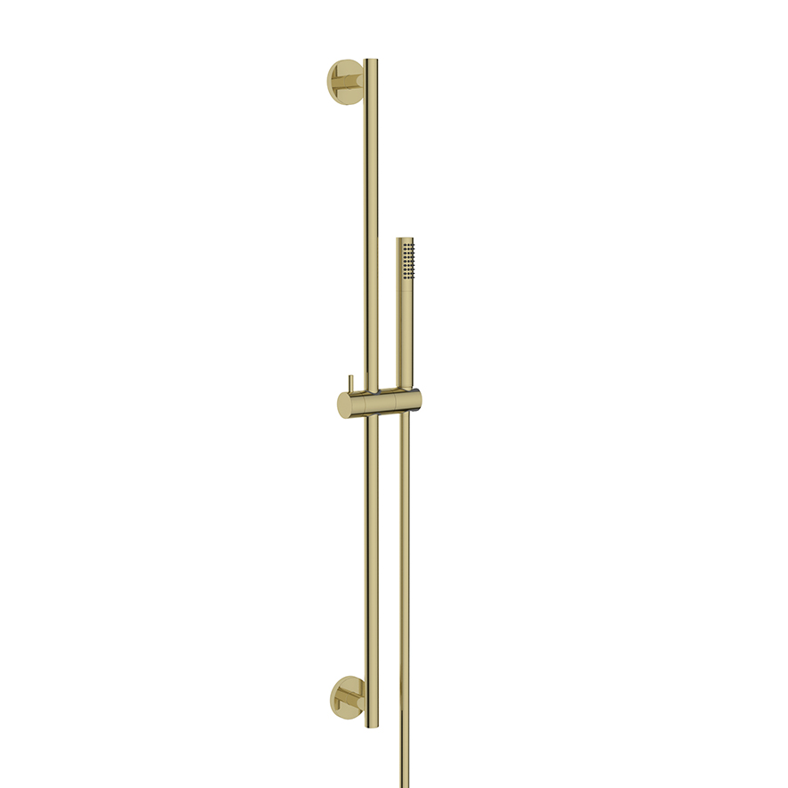Productfoto UniMatch glijstangset compleet met staafhanddouche 1 stand geborsteld messing 293895