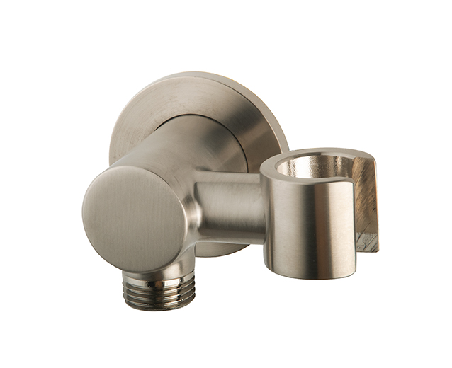 Productfoto UniMatch wandaansluitbocht met kantelbare handdouchehouder rond 1/2" geborsteld staal PVD 294944