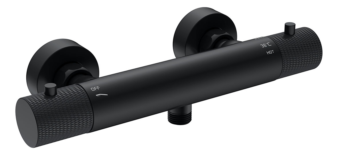 Productfoto Ribbd thermostatische douchemengkraan hartafstand 15 cm mat zwart 295352