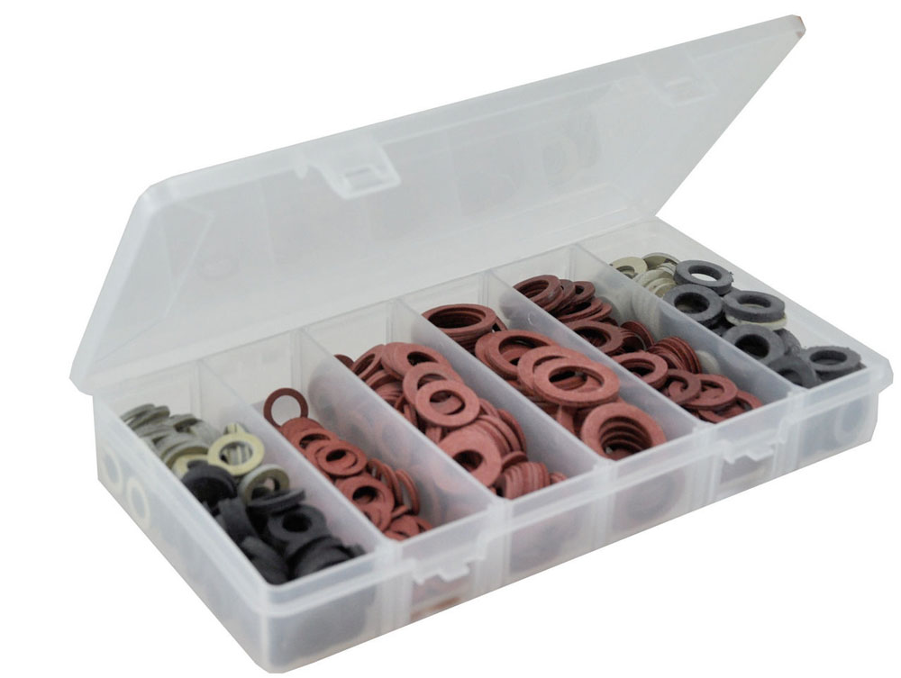 Productfoto pakkingsassortiment fiber-en rubberringen (550 stuks) 303611