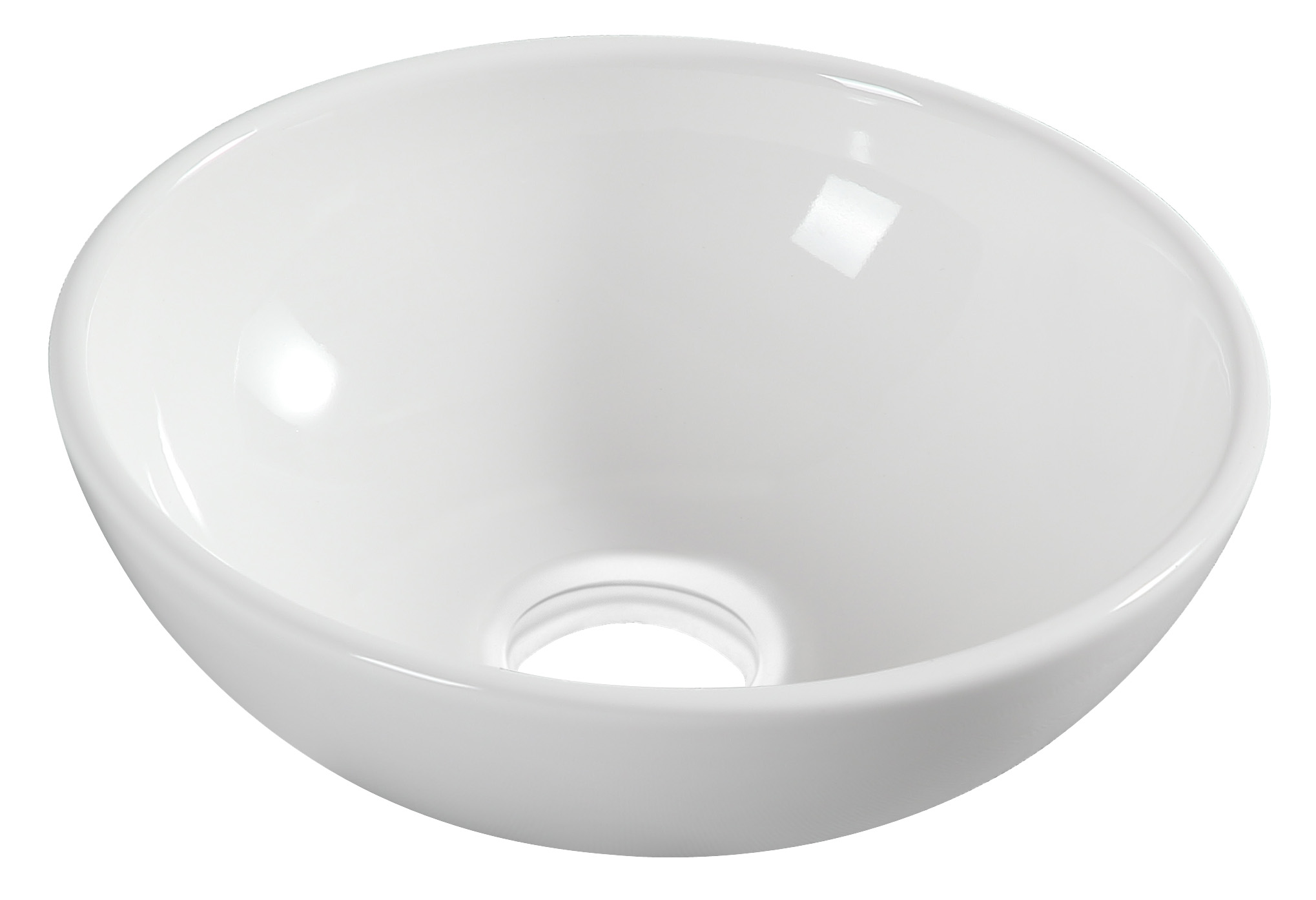 Productfoto Kimo waskom rond 28 x 10 cm keramiek glans wit 323413