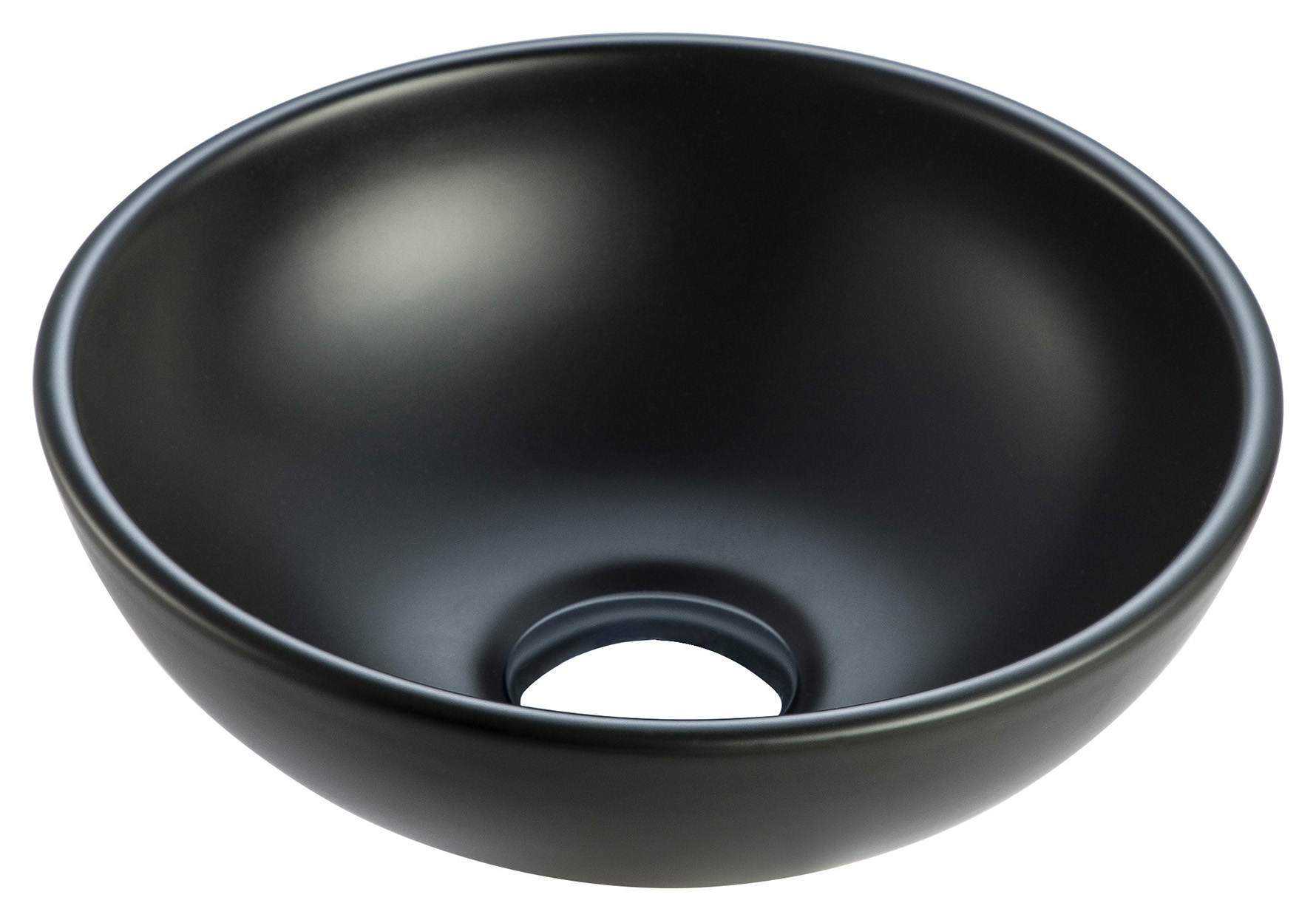 Productfoto Kimo waskom rond 28 x 10 cm keramiek mat zwart 323414
