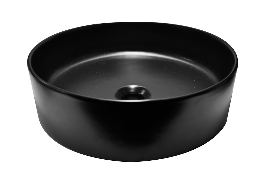 Productfoto Link waskom rond 40 x 12 cm keramiek mat zwart 323423
