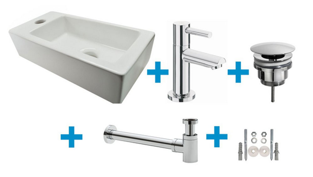 Productfoto Fonteinset Rhea S mini met fontein links glans wit