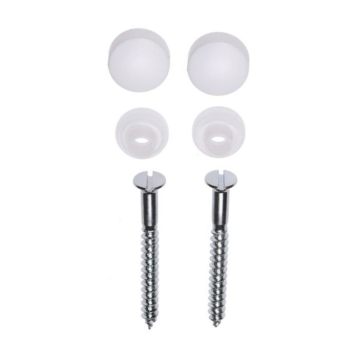 Productfoto Potschroevenset zonder plug 2 stuks verzinkt 6 x 70 mm afdekdop wit 323536