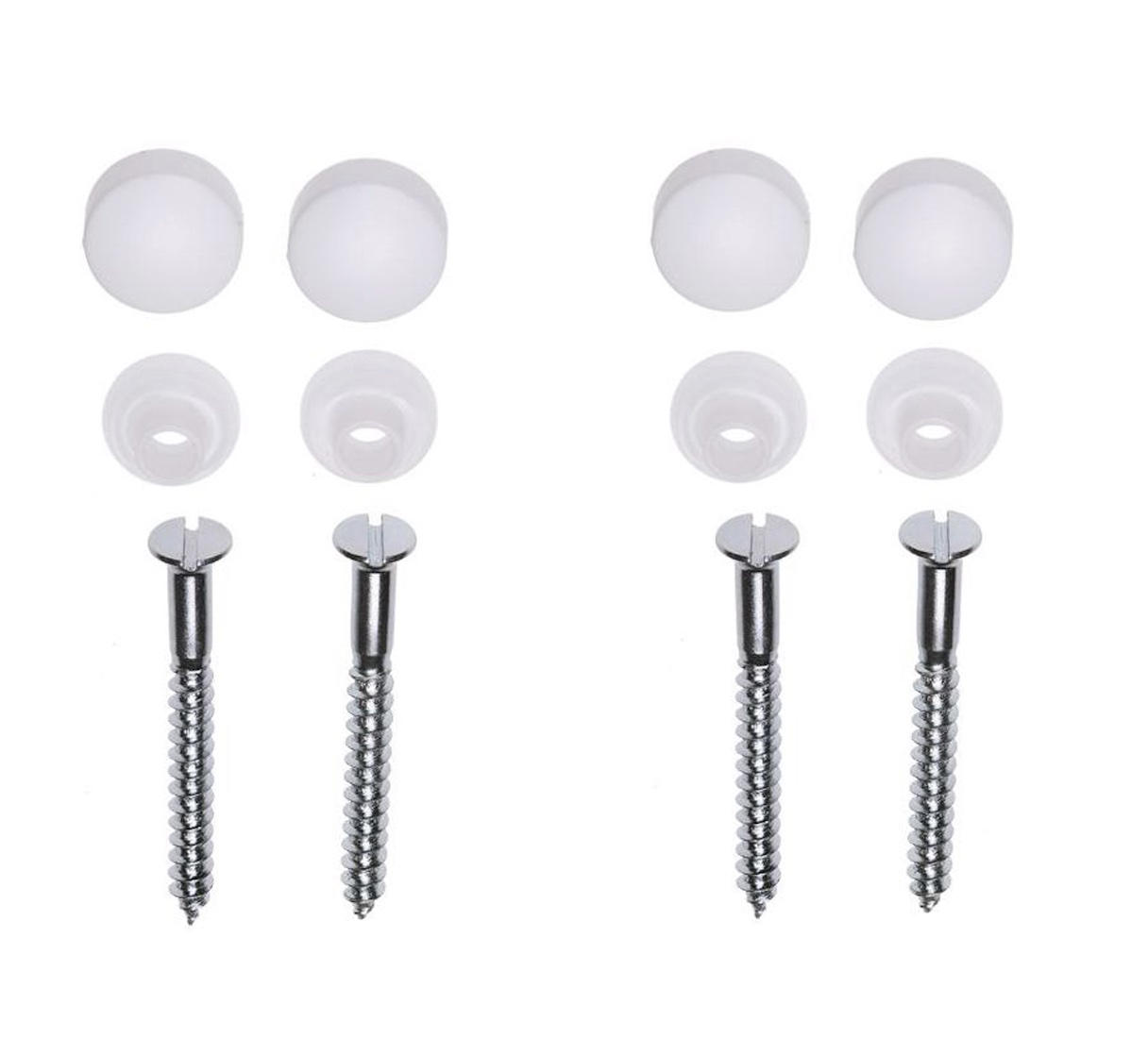 Productfoto Potschroevenset zonder plug 4 stuks verzinkt 6 x 60 mm afdekdop wit 323544