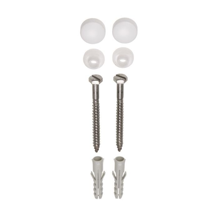 Productfoto Potschroevenset met plug 2 stuks RVS 6 x 70 mm afdekdop wit 324262