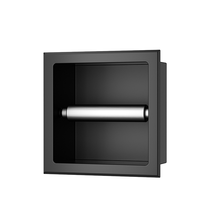 Productfoto Rocko toiletrolhouder zonder klep inbouw mat zwart 332111