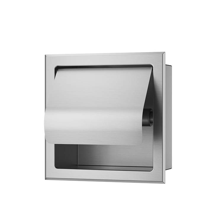 Productfoto Rocko toiletrolhouder met klep inbouw RVS 332120