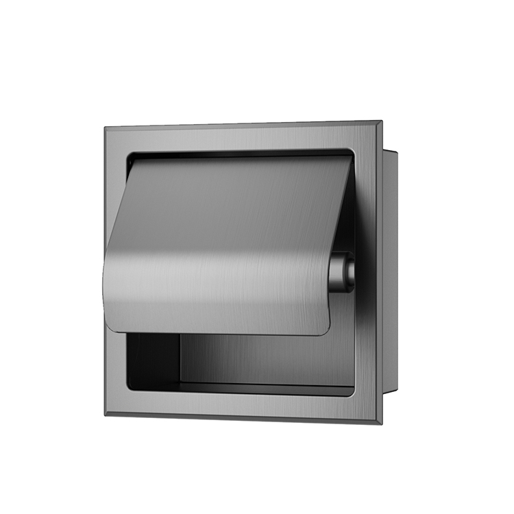 Productfoto Rocko toiletrolhouder met klep inbouw gunmetal PVD 332123