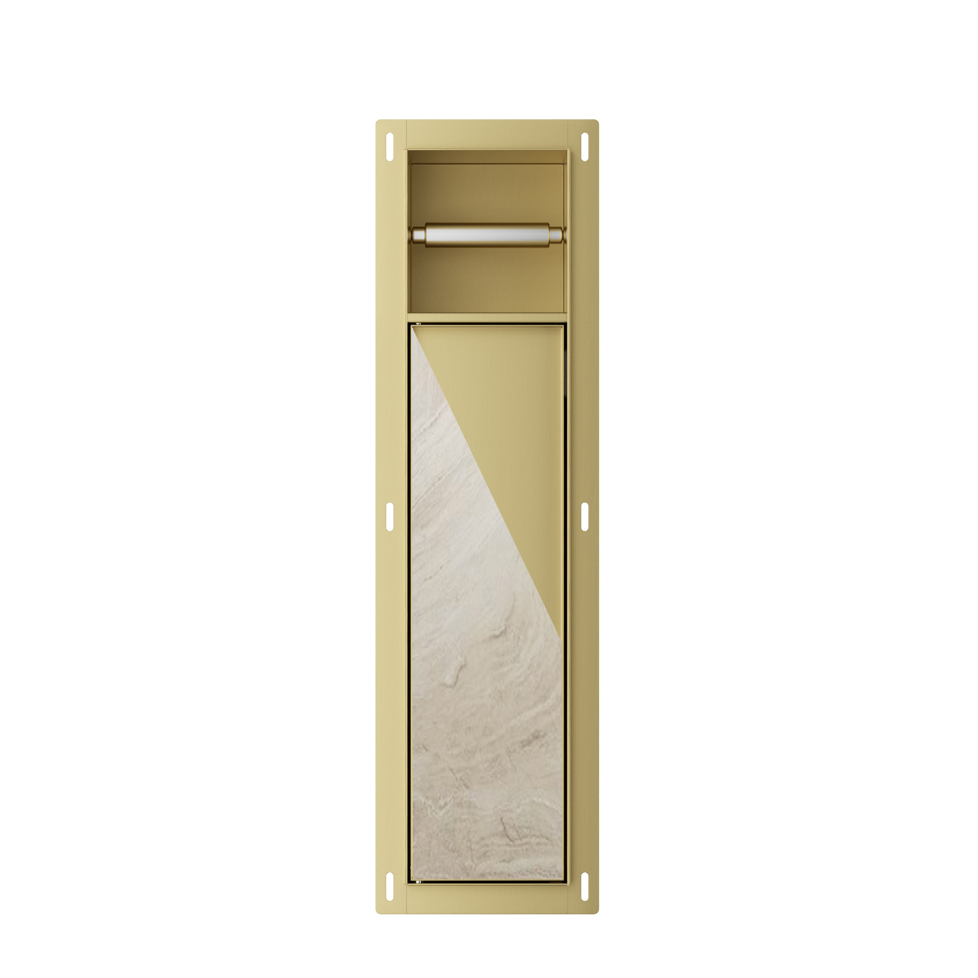 Productfoto Rocko toiletrol- en borstelhouder inbouw betegelbaar geborsteld messing PVD 332134