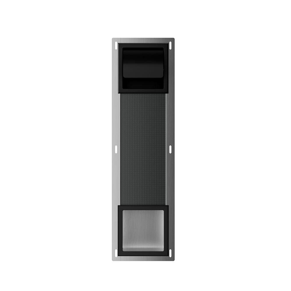 Productfoto Rocko toiletrolhouder met klep en reserverolhouder inbouw mat zwart 332158