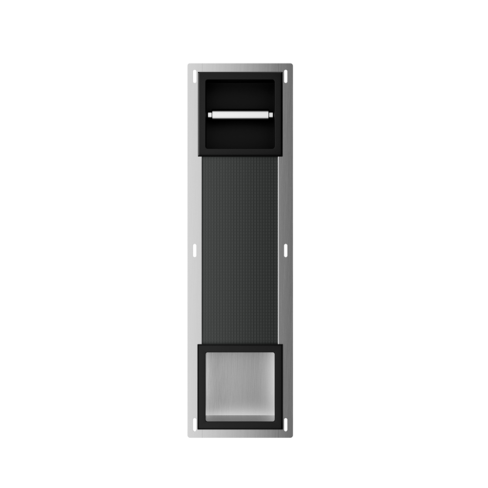 Productfoto Rocko toiletrolhouder zonder klep en reserverolhouder inbouw mat zwart 332184