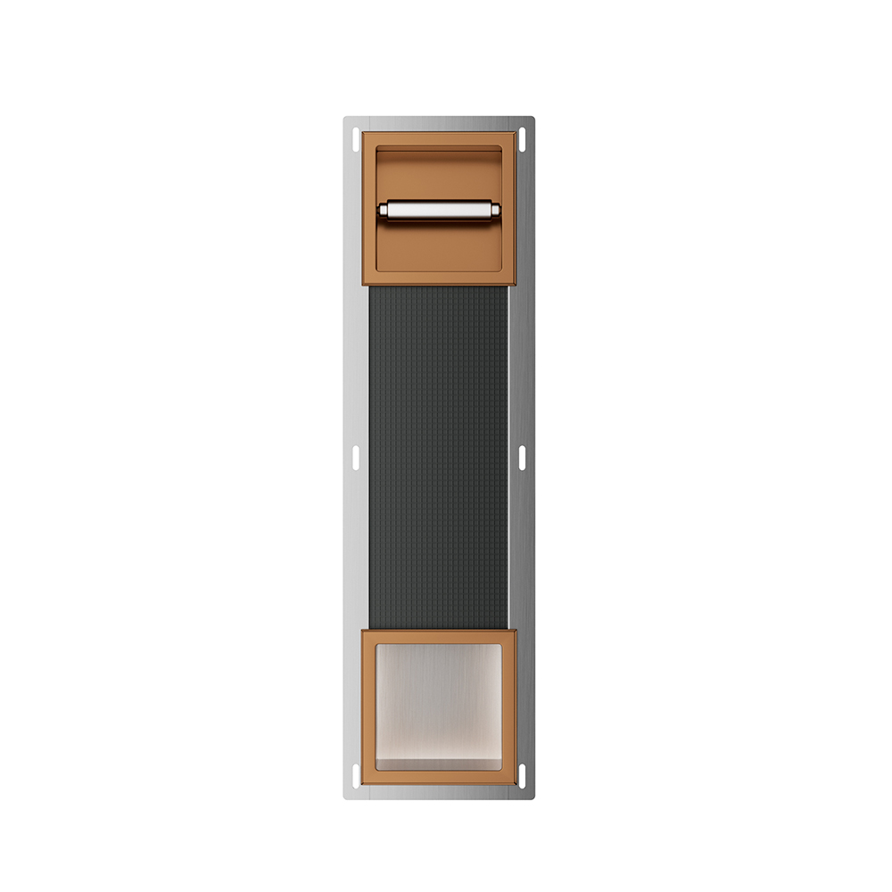 Productfoto Rocko toiletrolhouder zonder klep en reserverolhouder inbouw geborsteld brons koper 332188