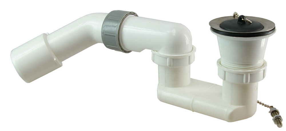 Productfoto Douchebaksifon met plug 1 1/2" PVC wit 333649