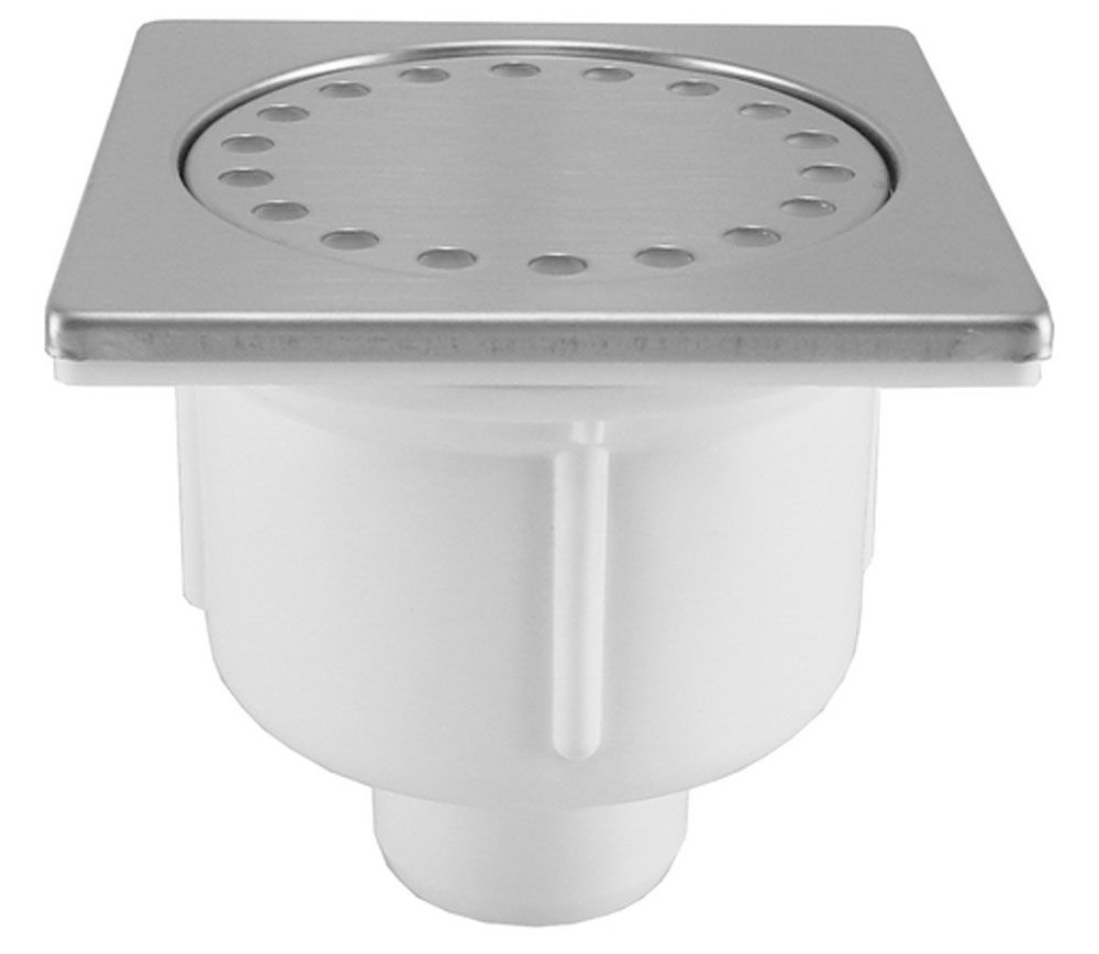 Productfoto Doucheput met onderuitlaat kunststof 10 x 10 cm RVS 333654