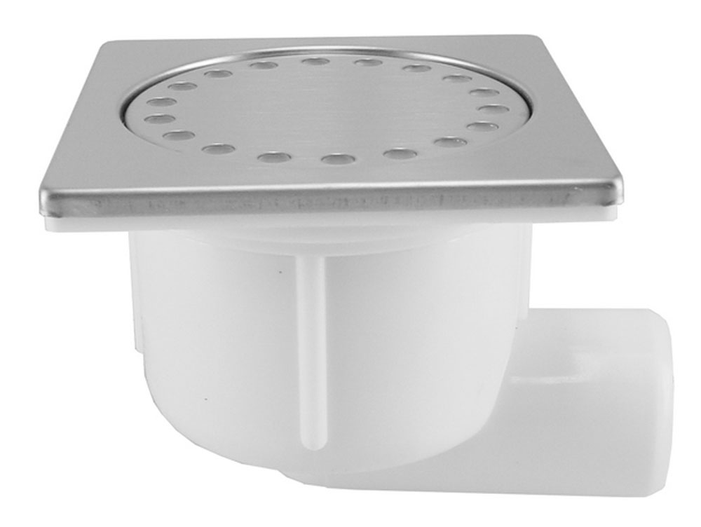 Productfoto Doucheput met zijuitlaat kunststof 10 x 10 cm RVS 333655