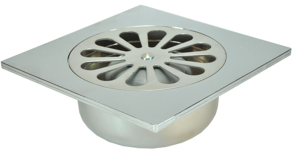 Productfoto Riko doucheput met onderuitlaat 14 x 14 cm chroom 333657