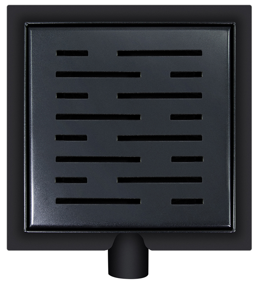 Productfoto Doucheput met flens en zijuitlaat 20x20 cm mat zwart 334291