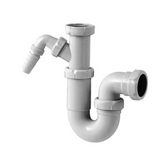 Productfoto Sifon kunststof telescopisch 1 1/2" x 40 mm met machineaansluiting wit 334461
