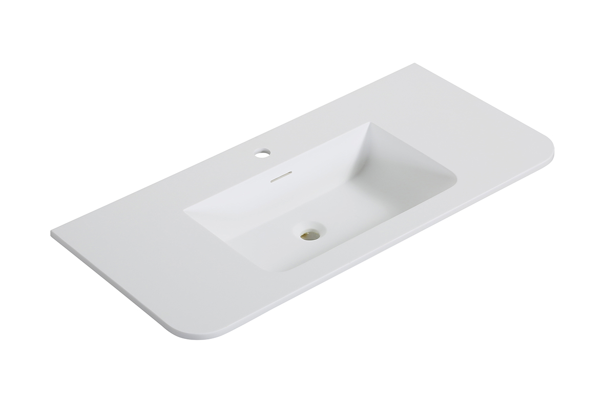 Productfoto Laro wastafel enkel met 1 kraangat ronde hoeken 100 x 48 x 1