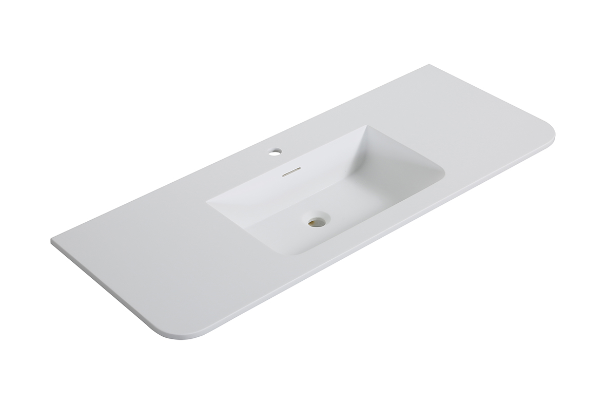 Productfoto Laro wastafel enkel met 1 kraangat ronde hoeken 120 x 48 x 1