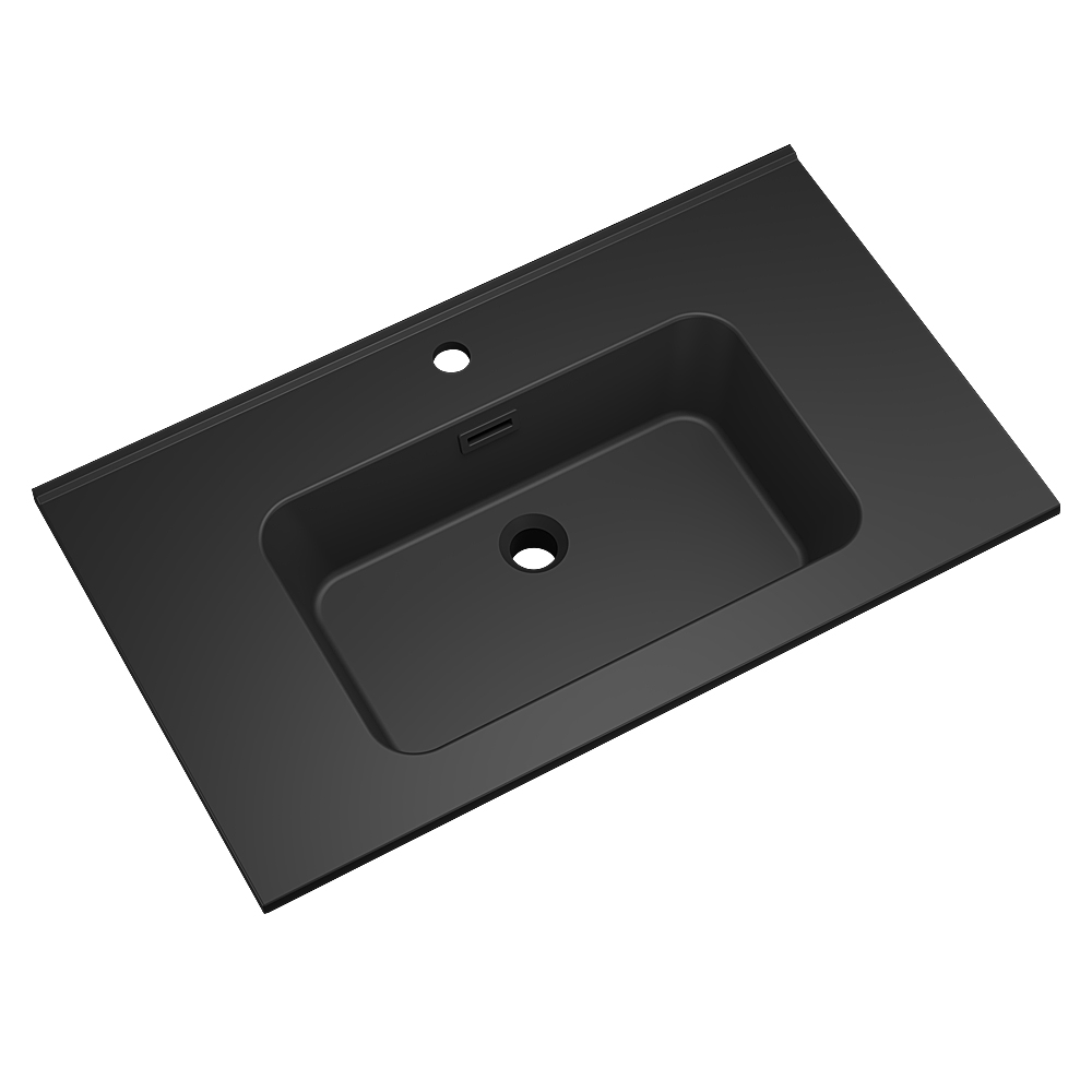Productfoto Ribbella wastafel 100 cm kunstmarmer mat zwart 383534