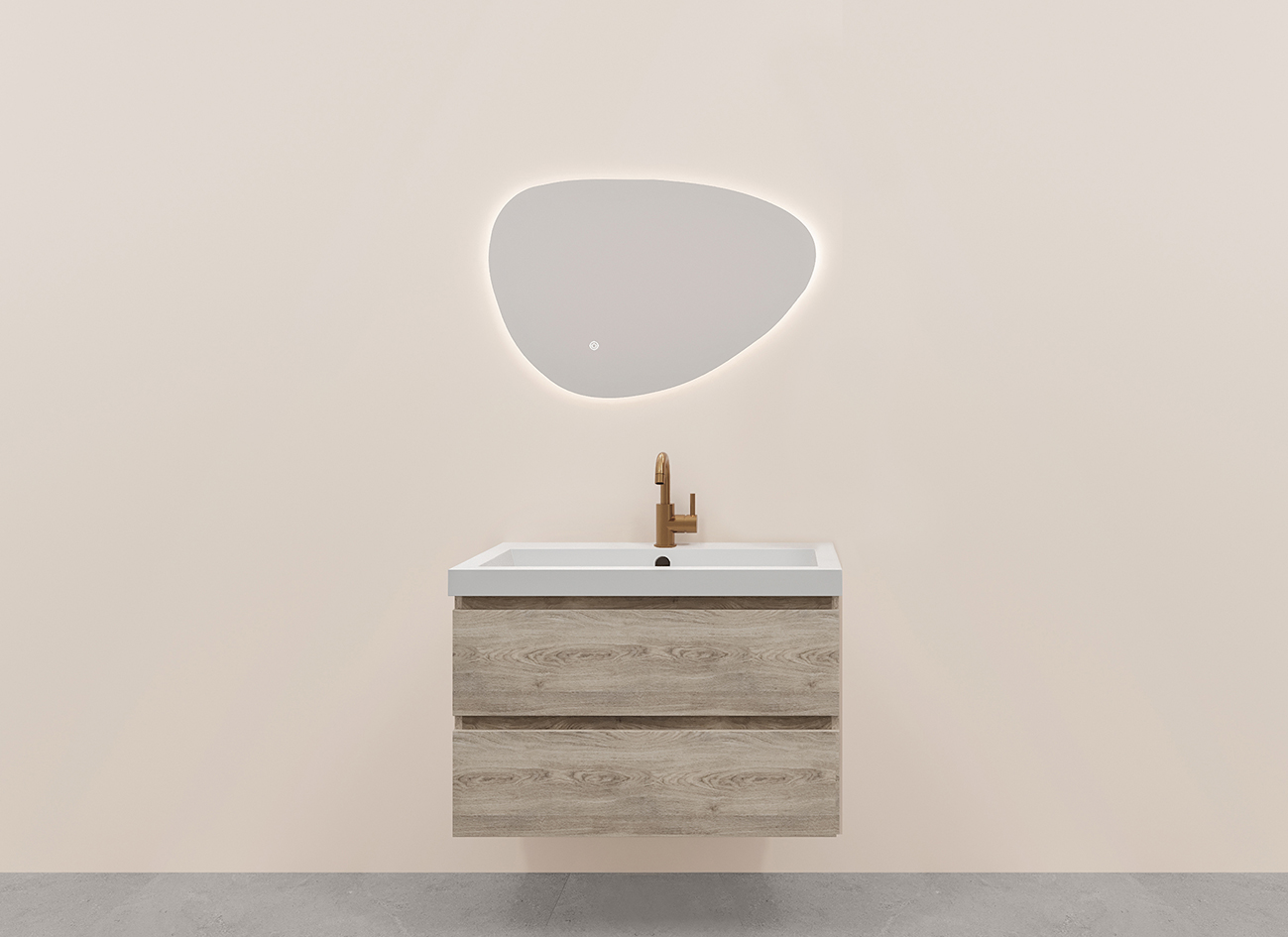 Productfoto Alvara onderkast met 2 laden 1 uitsparing 80 x 46 cm grijs eiken 384064