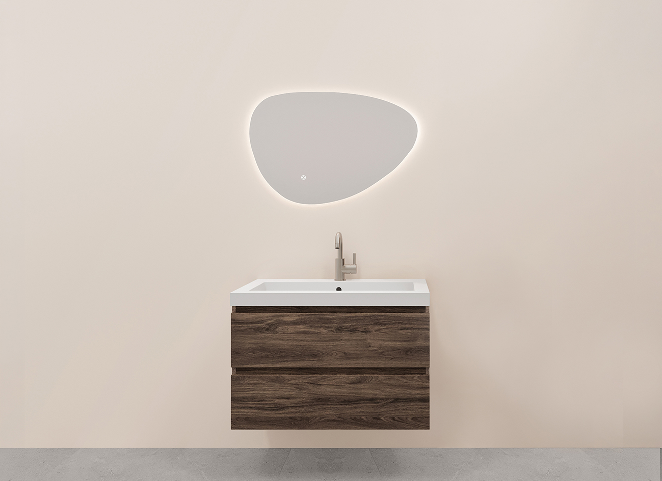 Productfoto Alvara onderkast met 2 laden 1 uitsparing 80 x 46 cm donker eiken 384065