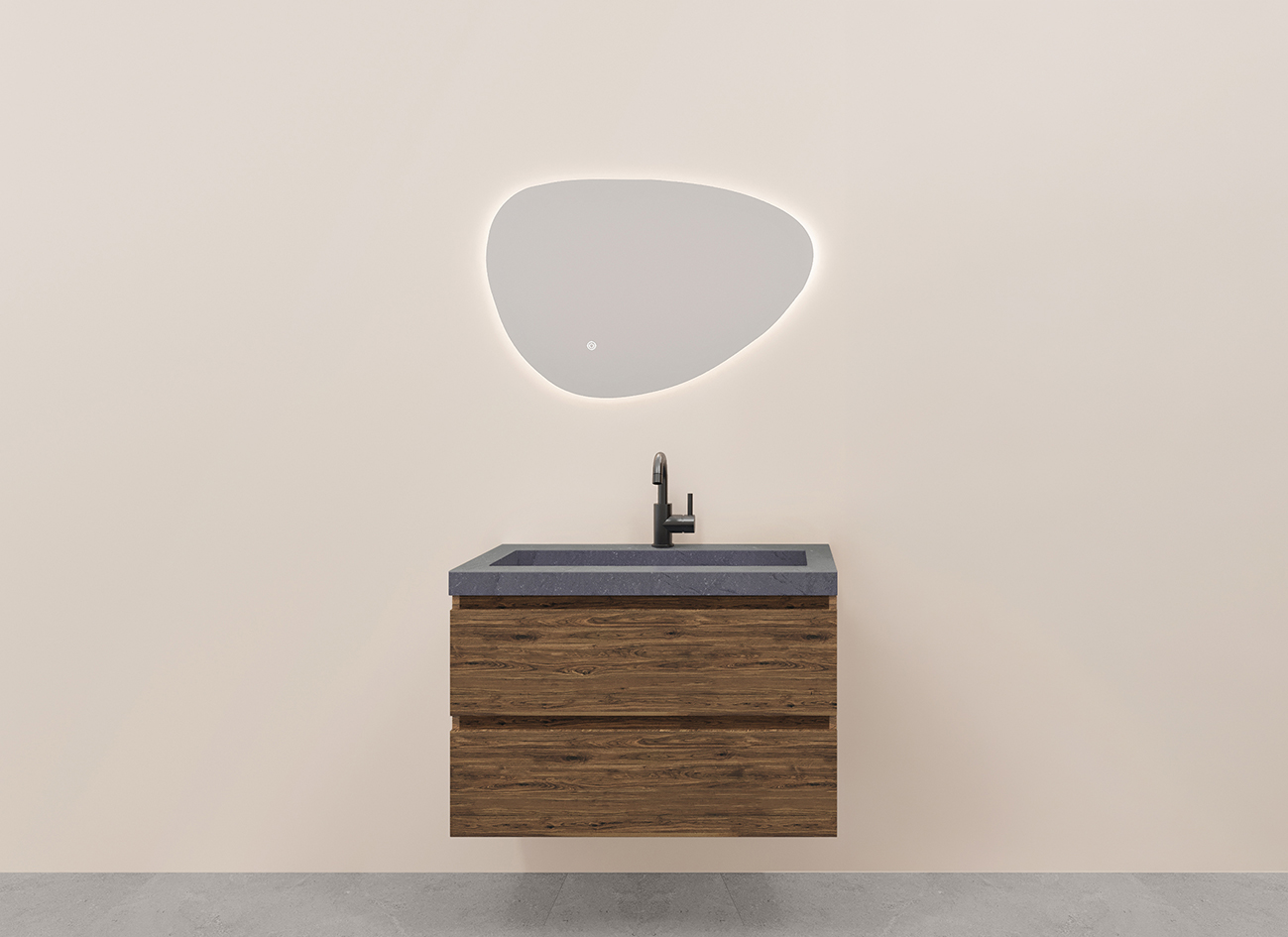 Productfoto Alvara onderkast met 2 laden 1 uitsparing 80 x 46 cm warm eiken 384066