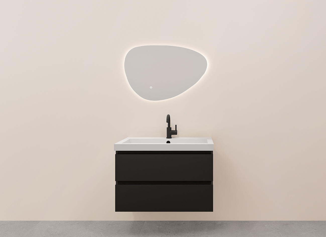 Productfoto Alvara onderkast met 2 laden 1 uitsparing 100 x 46 cm mat zwart 384069