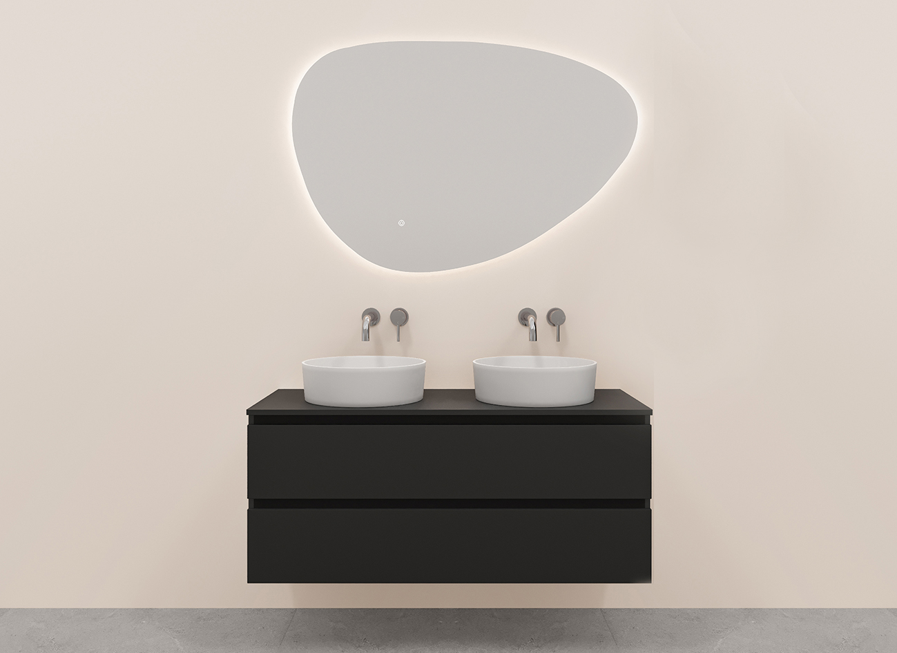 Productfoto Alvara onderkast met 2 laden  2 uitsparingen 120 x 46 cm mat zwart 384075