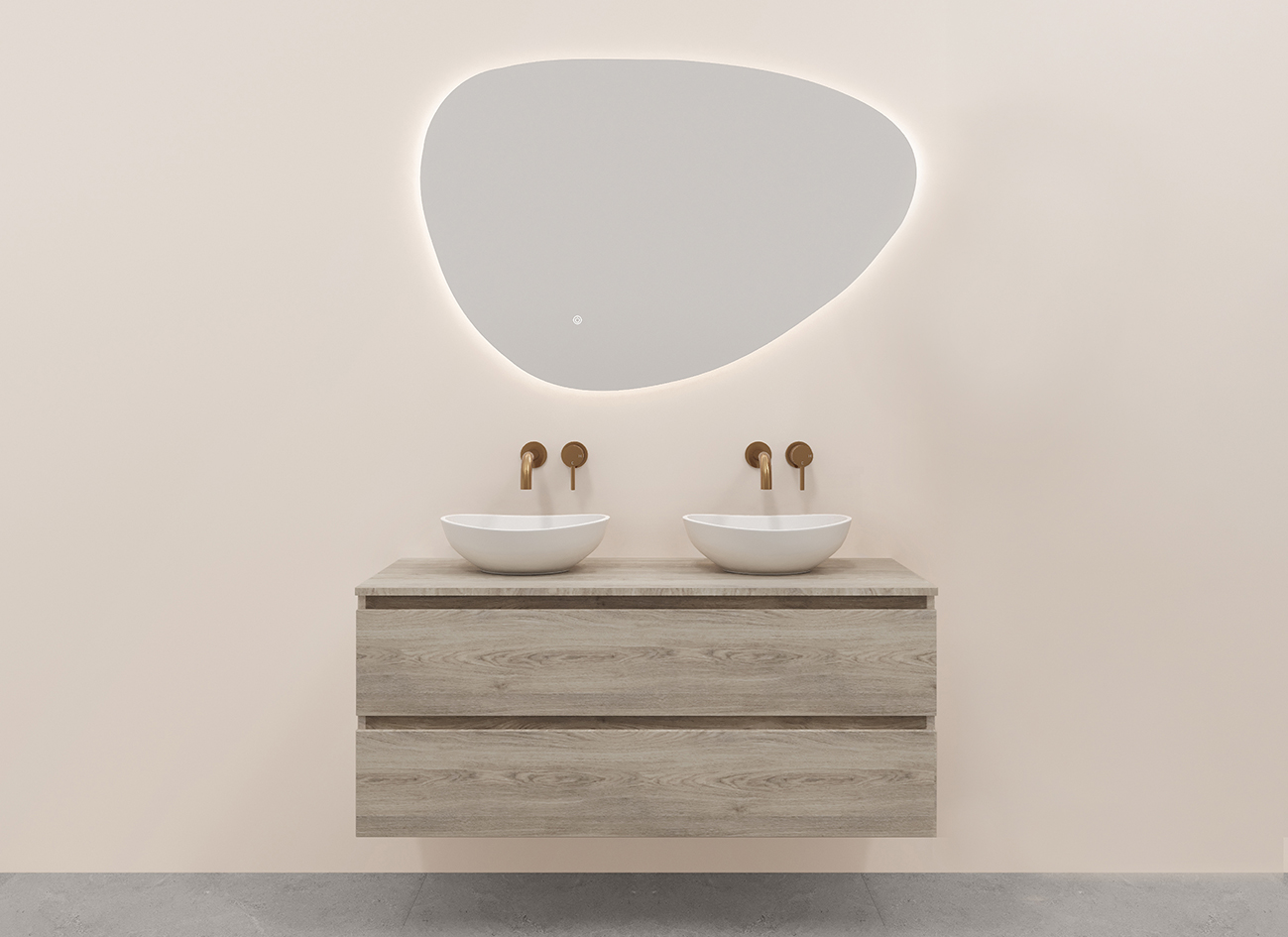 Productfoto Alvara onderkast met 2 laden  2 uitsparingen 120 x 46 cm grijs eiken 384076