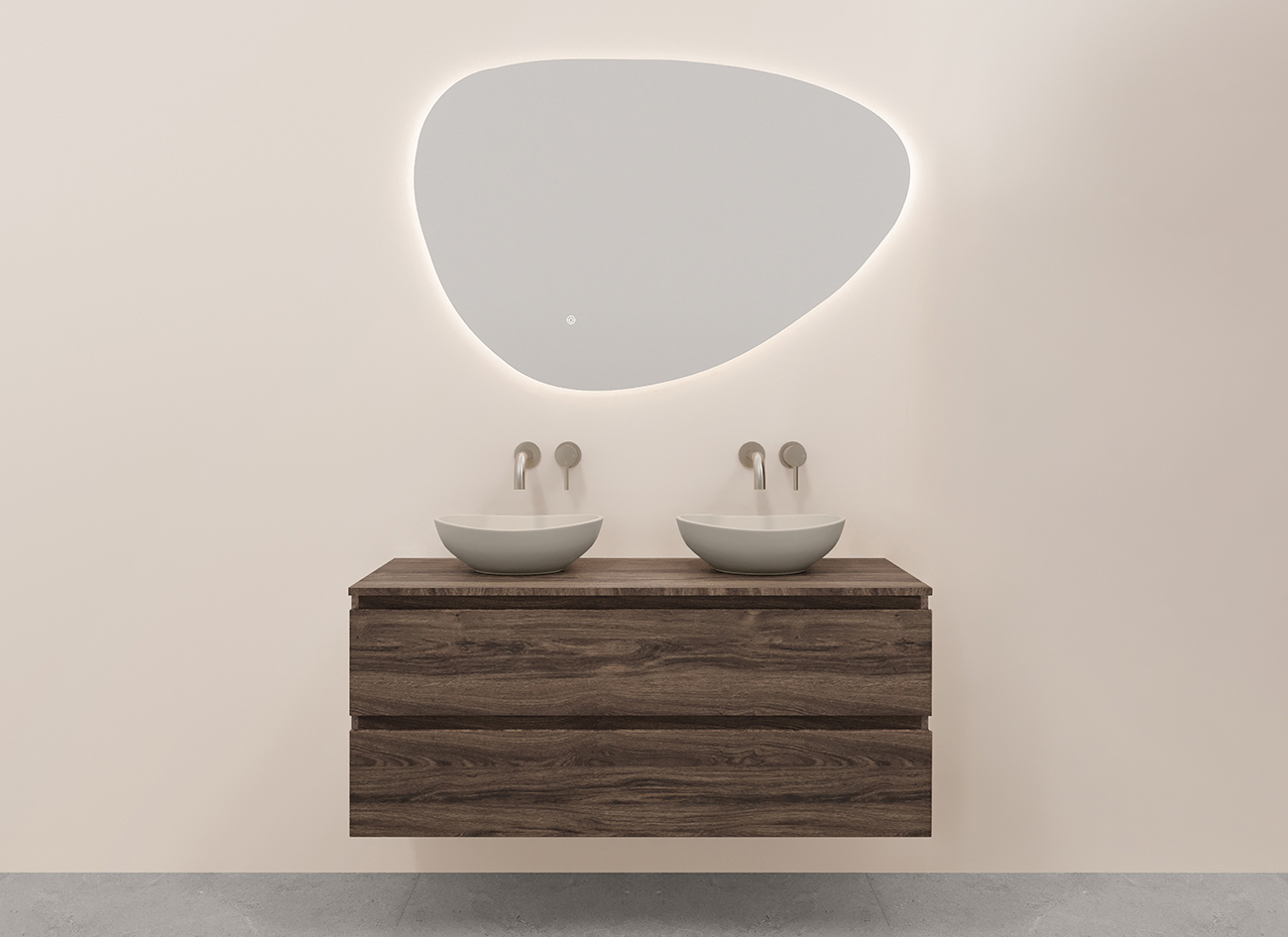 Productfoto Alvara onderkast met 2 laden 2 uitsparingen 120 x 46 cm donker eiken 384077
