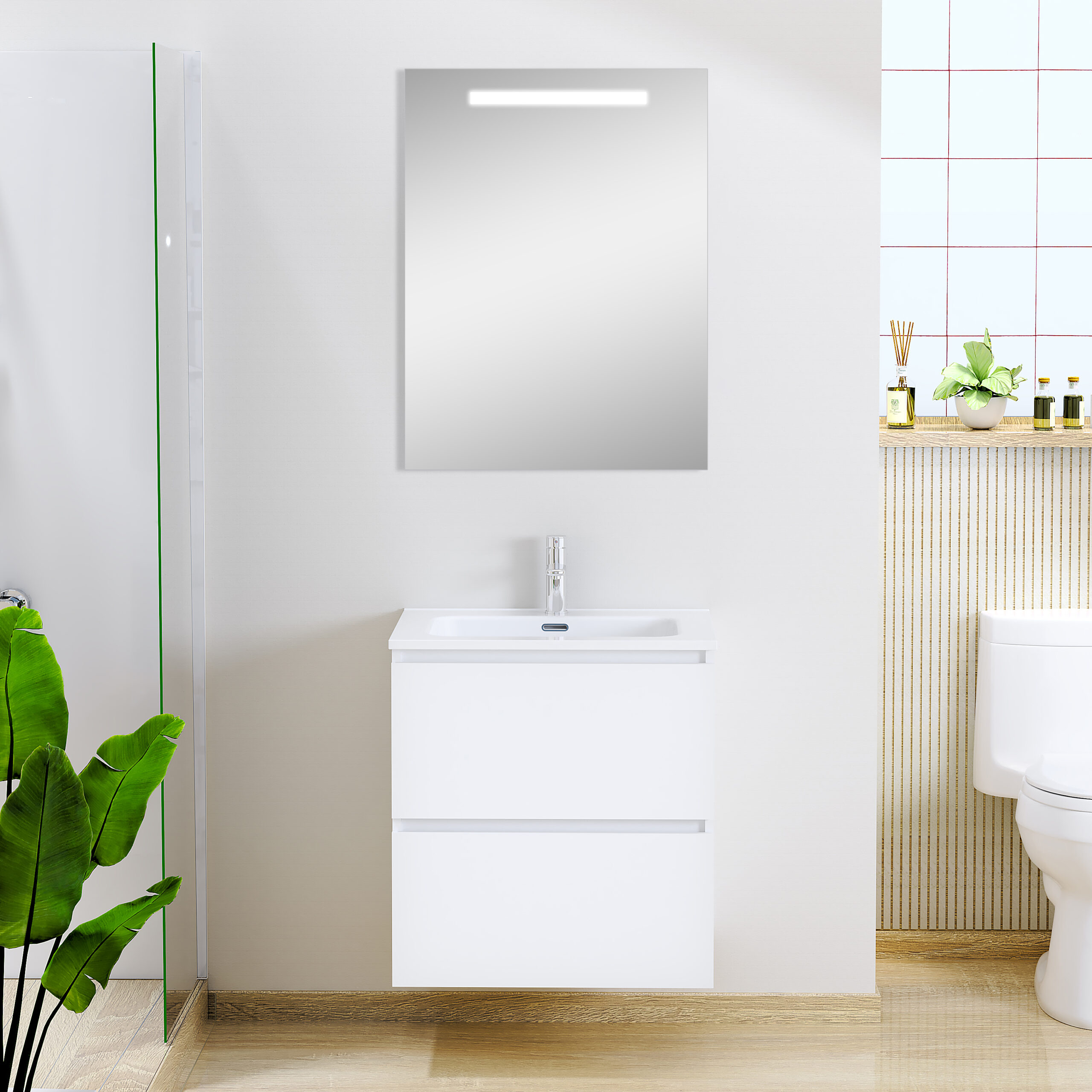 Productfoto Sephia badmeubel compleet met LED spiegel 60 cm mat wit 384313