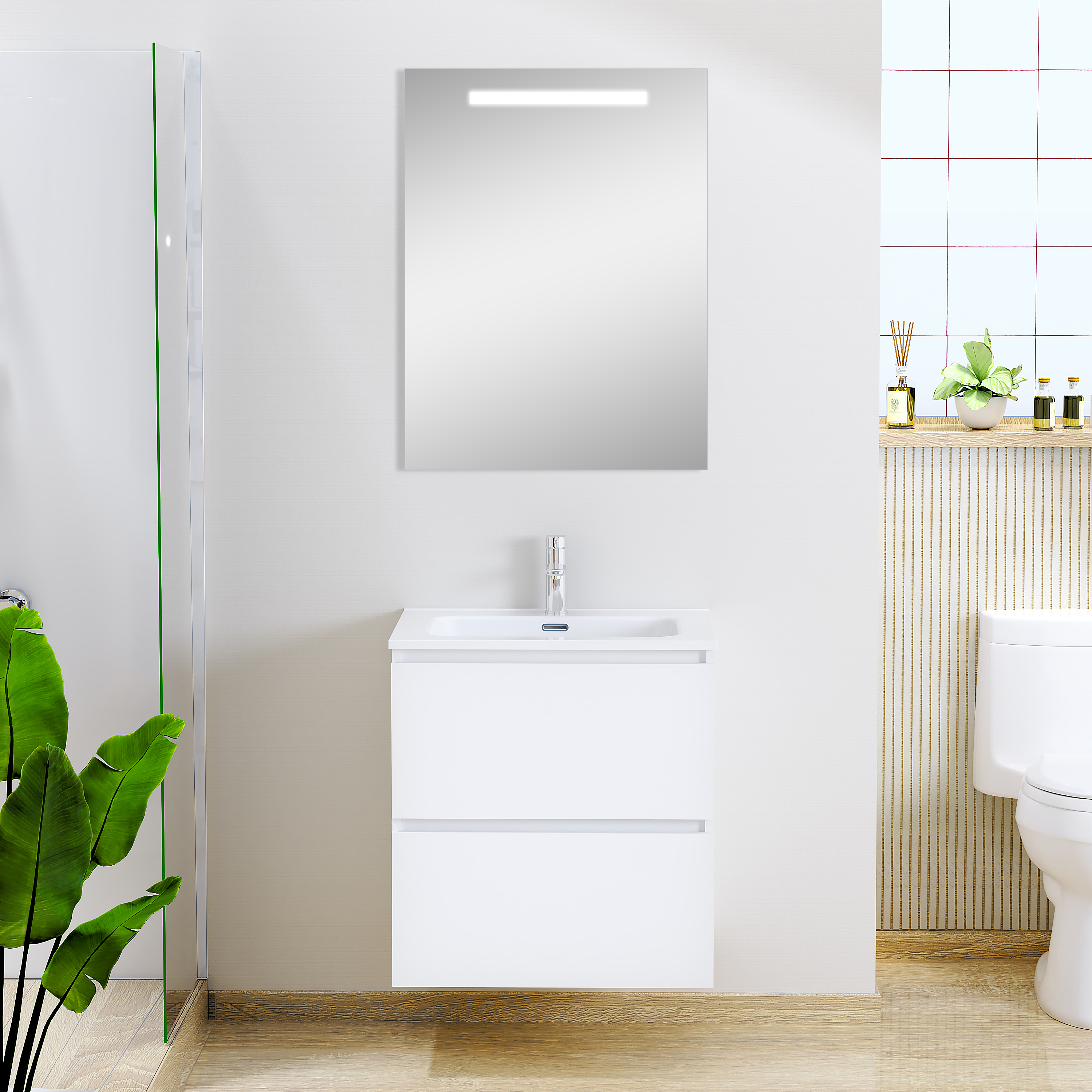 Productfoto Sephia badmeubel compleet met LED spiegel 60 cm mat wit 384313