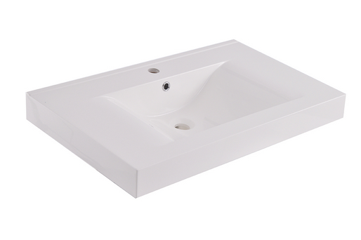 Productfoto Tigris wastafel enkel met 1 kraangat 80x46x8 cm kunstmarmer glans wit 386101