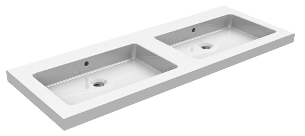 Productfoto Kera wastafel dubbel zonder kraangat 120x46x5 cm keramiek glans wit 393807